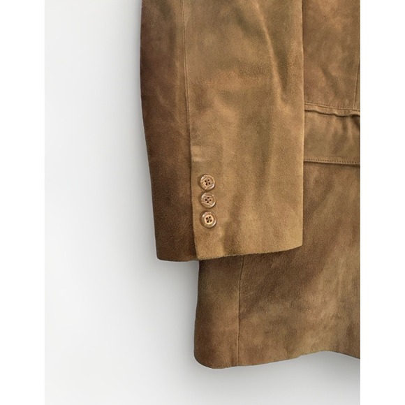 WH Belk Blazer Vtg Men 44L GOAT Suede Leather Brown - Picture 2 of 16